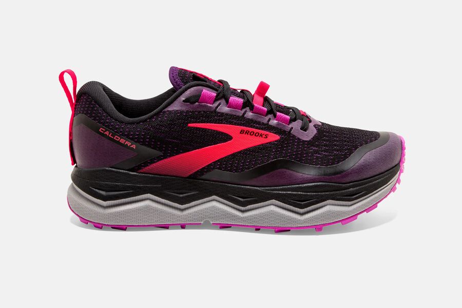 Brooks Caldera 5 Trail Running Shoes Womens Black/Red 936247-DUQ